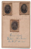 CDV CARD WITH THREE IDENTIFIED GEM TYPE PHOTOS ATTACHED