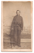 FULL STANDING VIEW OF A DOUBLE-ARMED NEW YORK SOLDIER