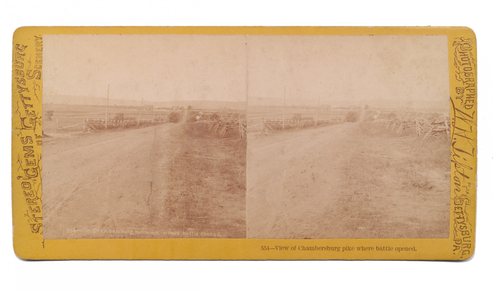 TIPTON STEREO VIEW OF CHAMBERSBURG PIKE, WHERE THE BATTLE OF GETTYSBURG