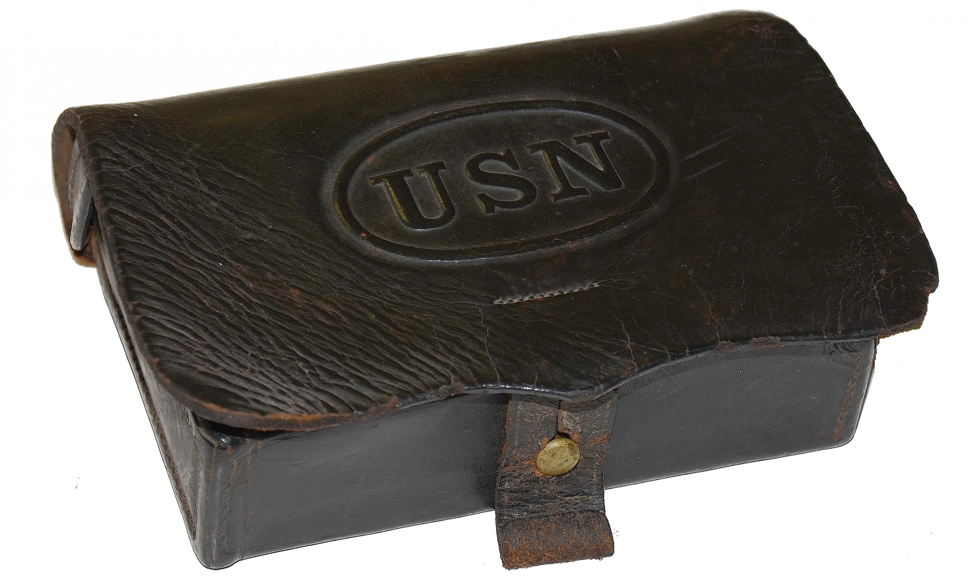 CIVIL WAR US NAVY CARTRIDGE BOX, DATED 1861 — Horse Soldier