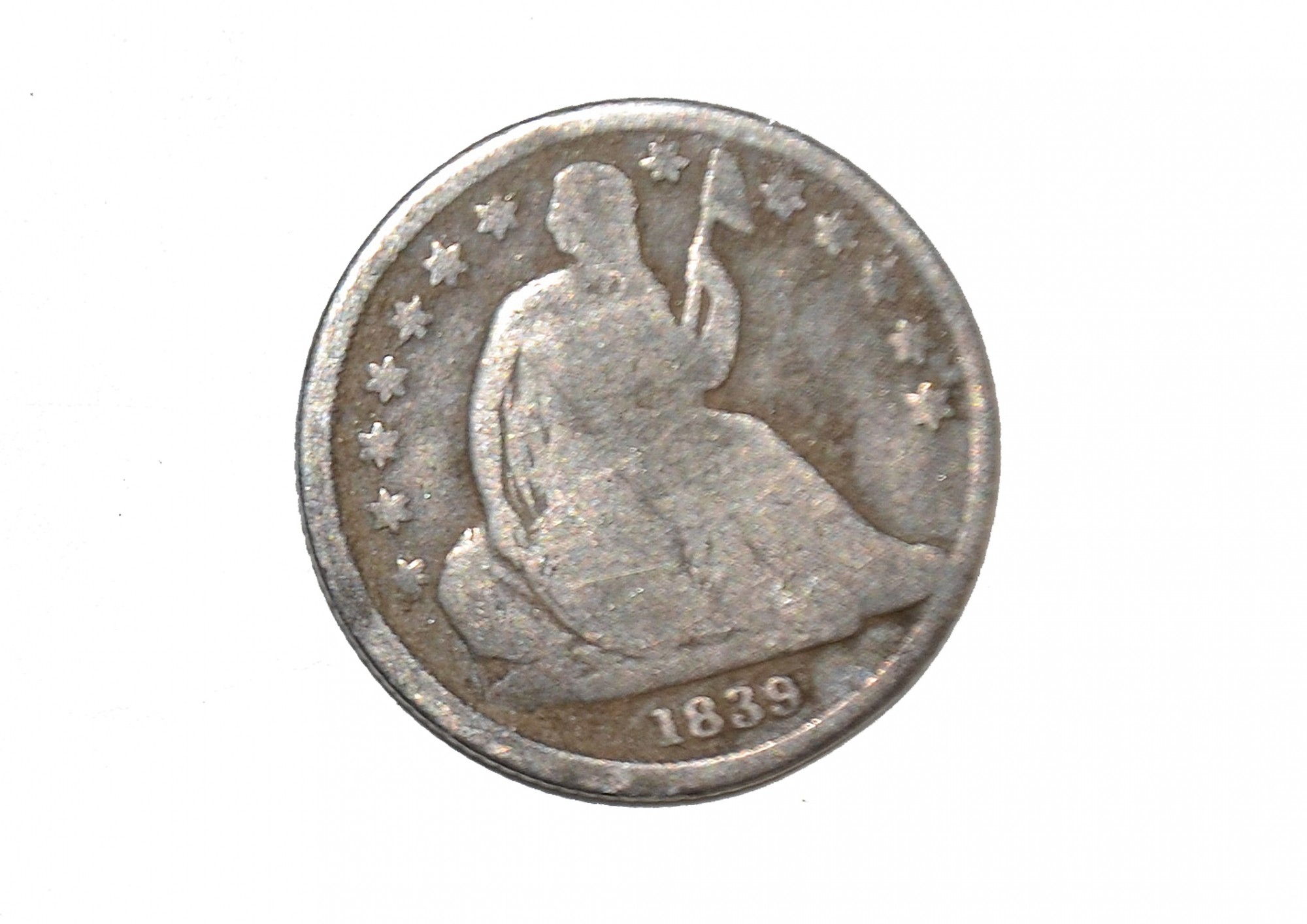 LADY LIBERTY DIME DATED 1839 GETTYSBURG — Horse Soldier
