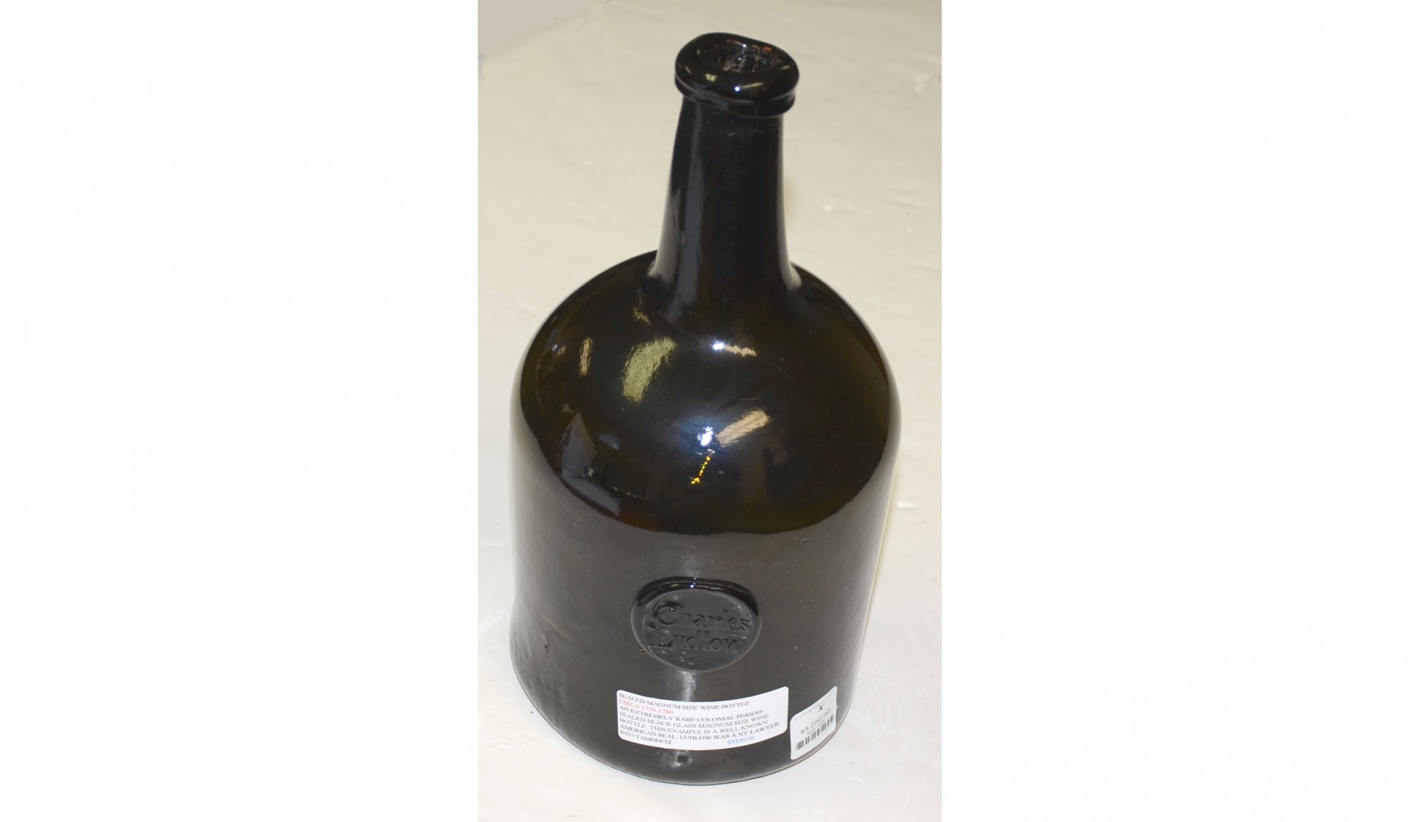 EXTREMELY RARE MAGNUM SIZE WINE BOTTLE, CIRCA 17501780 — Horse Soldier