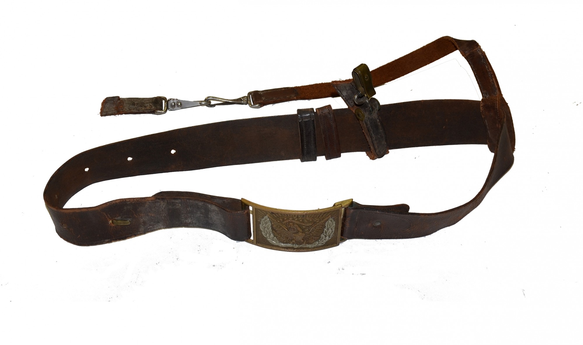 CIVIL WAR NCO BUCKLE ON POSTWAR BELT — Horse Soldier