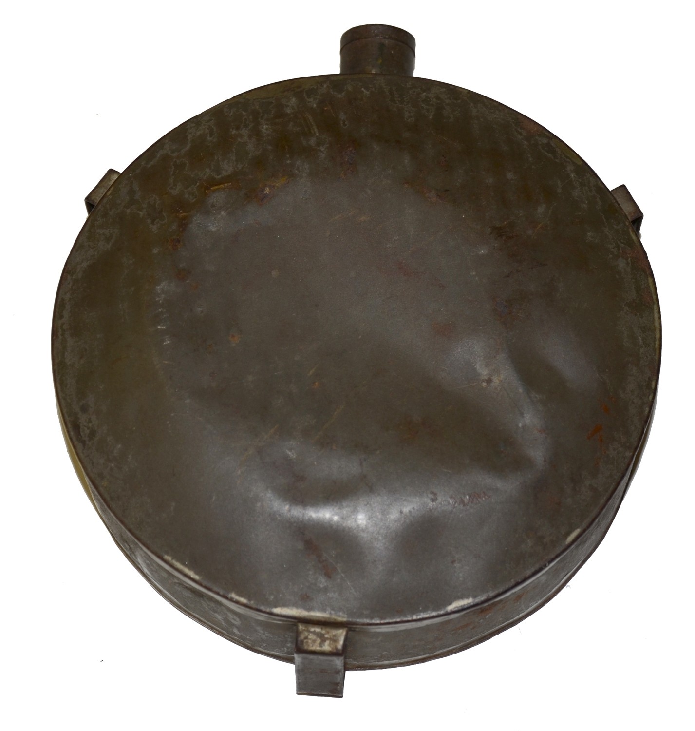 CONFEDERATE TIN DRUM CANTEEN WITH CONVEX SIDE — Horse Soldier