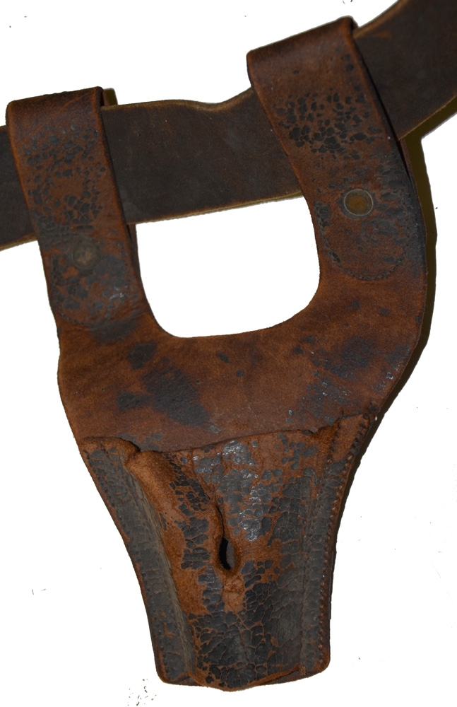 WHITE BUFF LEATHER DRAGOON SWORD BELT WITH FIELD REPAIRED “US” BUCKLE