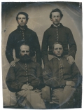 HALF PLATE TINTYPE OF FOUR MEMBERS OF THE 15TH PENNSYLVANIA CAVALRY