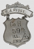 POST-CIVIL WAR LADDER BADGE OF ILLINOIS SOLDIER S.A. RIDGE, 59TH ILL. VOLS. 