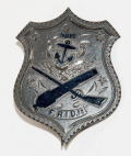 BEAUTIFUL JEWELER-MADE SILVER AND BLUE ENAMEL FIRST RHODE ISLAND DETACHED MILITIA BADGE