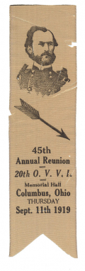 1919 REUNION RIBBON - 20TH OHIO VETERAN VOLUNTEER INFANTRY