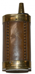 RARE PISTOL POWDER FLASK WITH ADDITIONAL BALL AND FLINT COMPARTMENTS