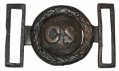 CONFEDERATE TWO-PIECE “TONGUE AND WREATH” BELT PLATE, FOUND BY JOHN DUGGAN