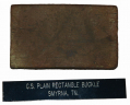 CONFEDERATE SMALL BRASS RECTANGULAR BELT PLATE, RECOVERED FROM SMYRNA, TN.