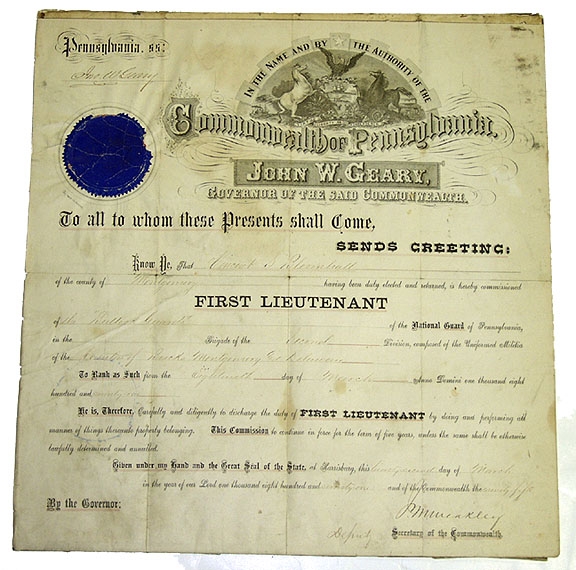 POST - CIVIL WAR PENNSYLVANIA NATIONAL GUARD COMMISSION