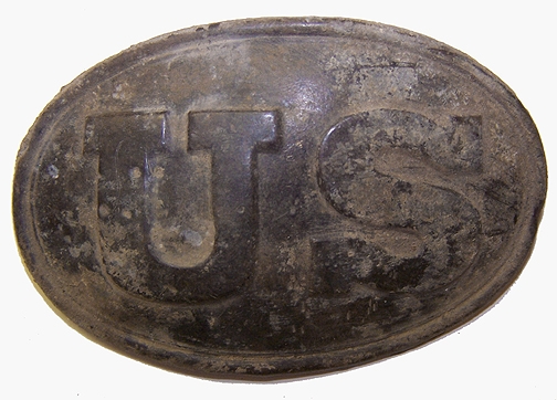 PATTERN 1839 US CARTRIDGE BOX PLATE FROM CONFEDERATE CAMP - BILL GAVIN COLLECTION