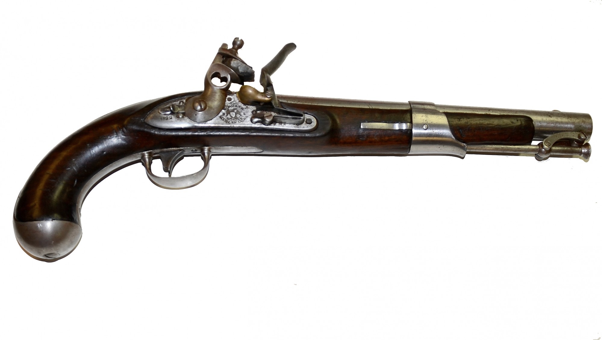 M1819 SINGLE-SHOT FLINTLOCK PISTOL MANUFACTURED BY CONNECTICUT MAKER SIMEON NORTH 