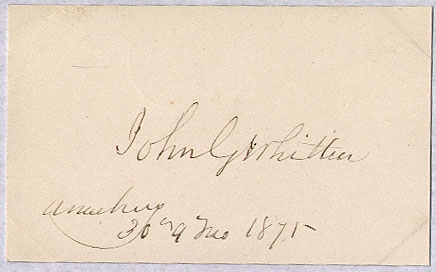 SIGNATURE & CDV - JOHN GREENLEAF WHITTIER, POET & ABOLITIONIST