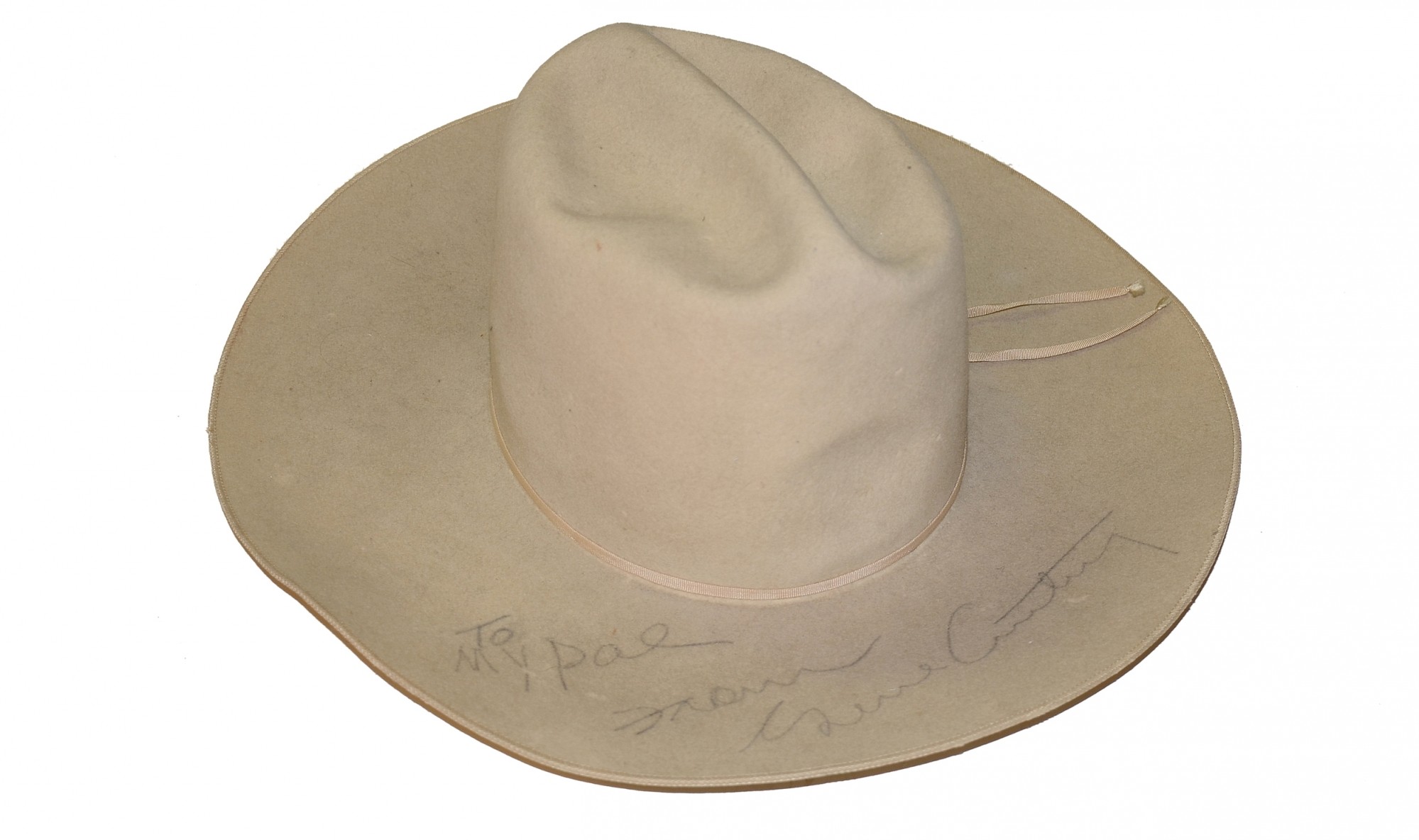 COWBOY HAT MADE FOR AND SIGNED BY GENE AUTRY, AS WELL AS HIS COWBOY SHIRT WITH PHOTO OF THE SHIRT BEING WORN