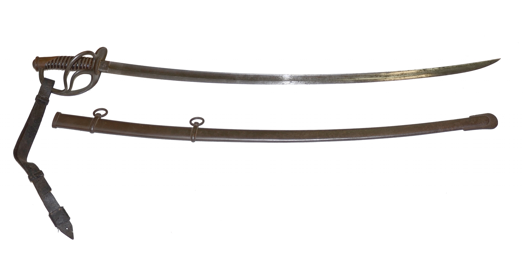 ROBY ENLISTED M1860 LIGHT CAVALRY SABER, SCABBARD AND SABER KNOT DATED 1864, IN VERY GOOD CONDITION 