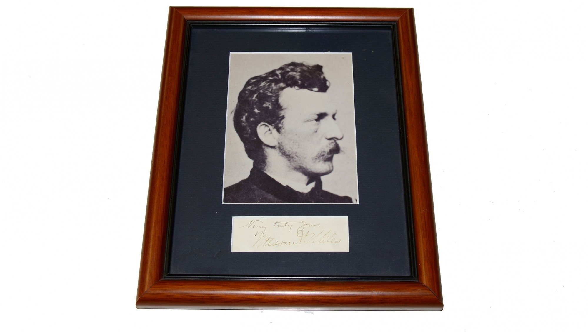FRAMED CLIPPED SIGNATURE OF GENERAL NELSON MILES
