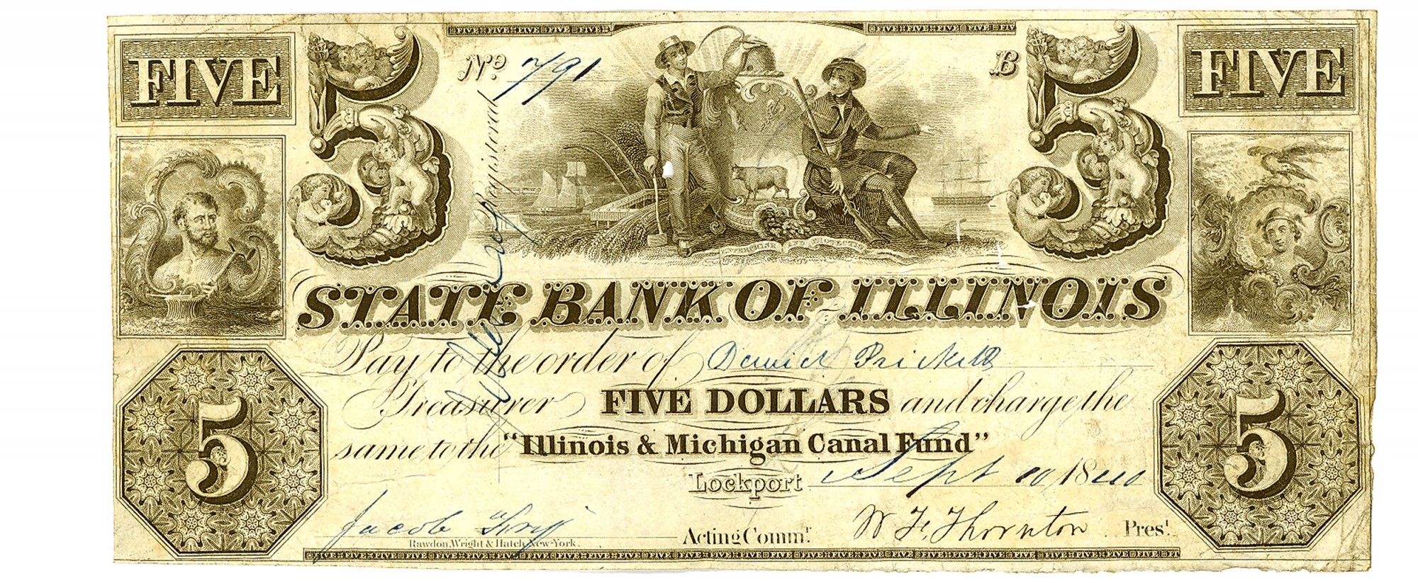 THE STATE BANK OF ILLINOIS LOCKPORT $5 NOTE