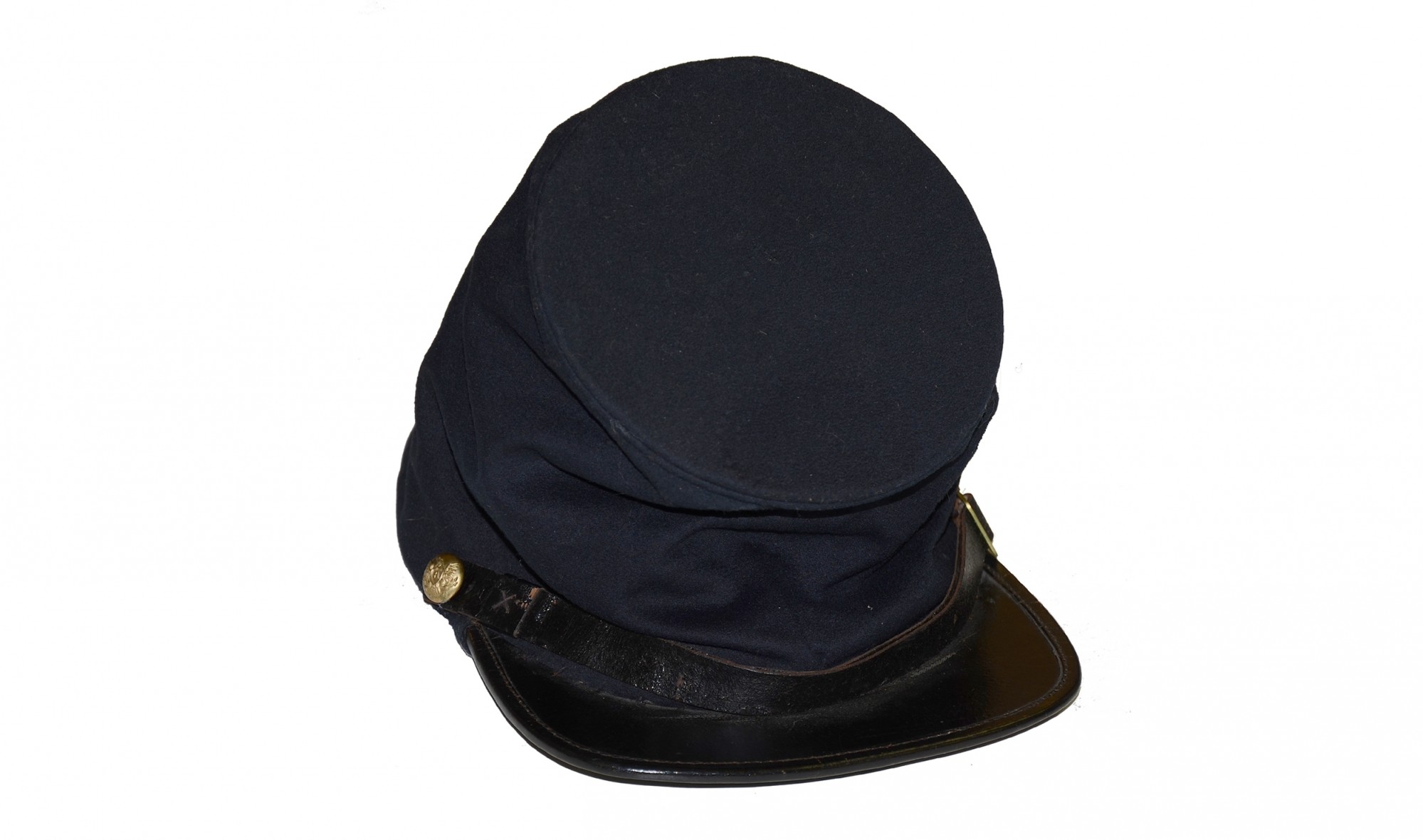 MAKER-MARKED, CIVIL WAR ARTILLERY OFFICER’S FORAGE-STYLE BUMMER’S CAP