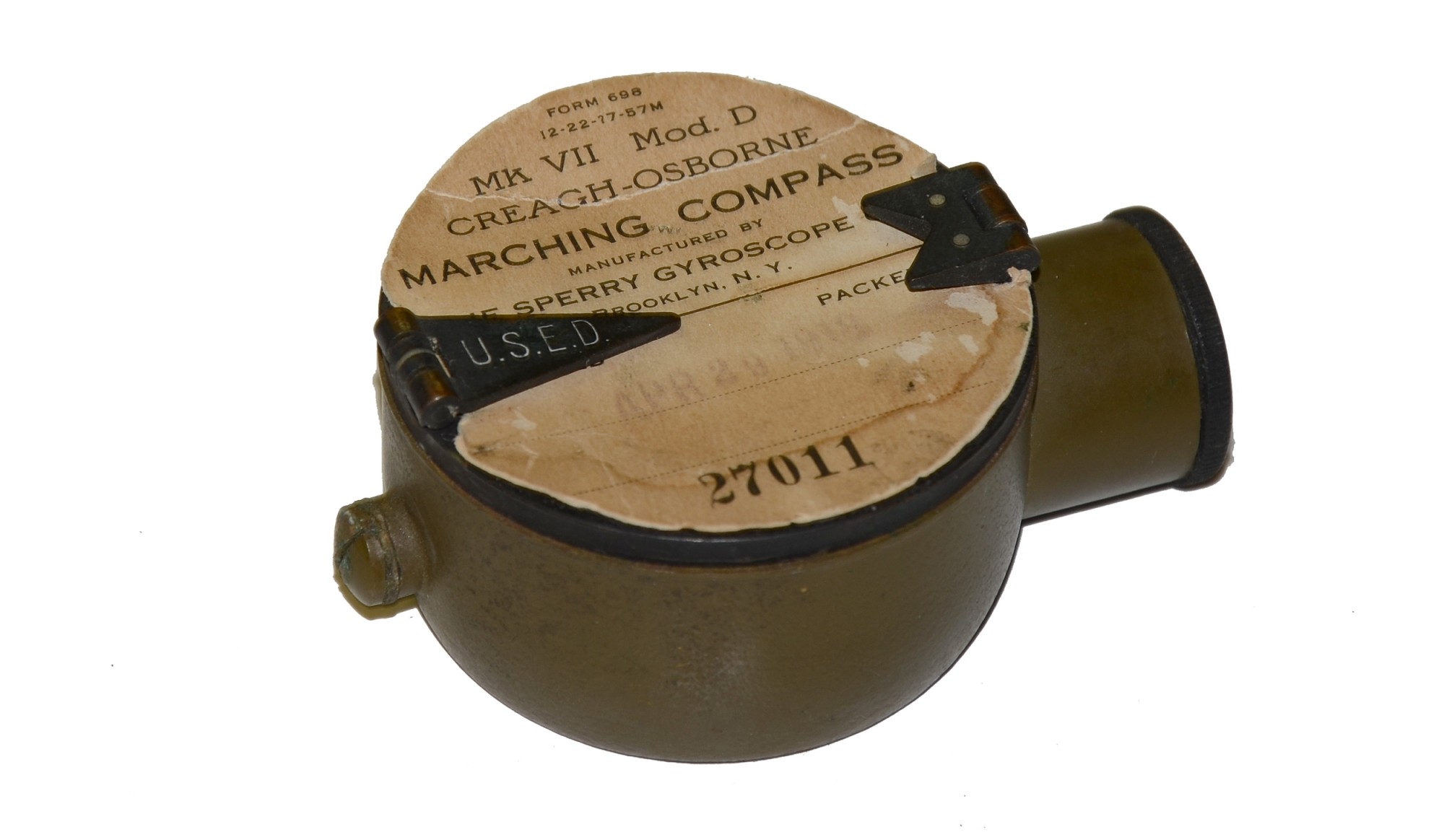 WORLD WAR ONE MARCHING COMPASS WITH ORIGINAL LABEL