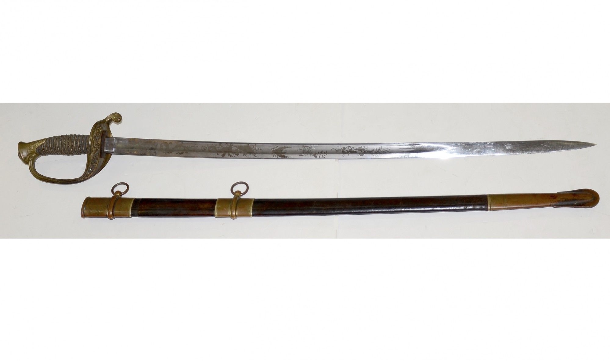 PRESENTATION SWORD BY AMES AND BADGE ID’D TO 44TH MASSACHUSETTS OFFICER