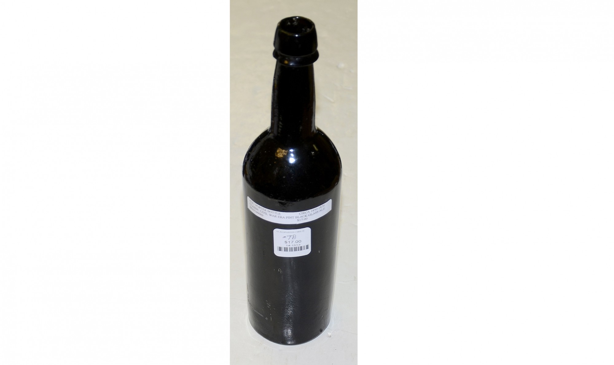 CIVIL WAR ERA BLACK GLASS BEER BOTTLE