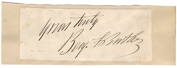 CLIPPED SIGNATURE - BENJAMIN BUTLER