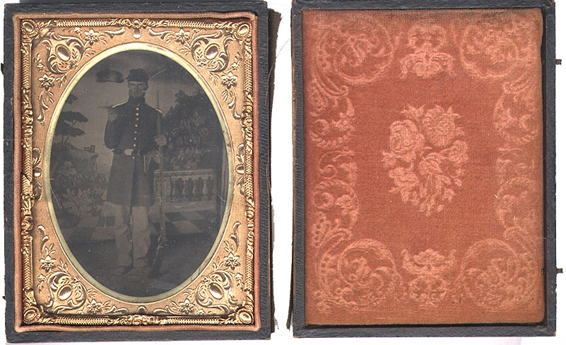 GROUP OF IMAGES AND POST-WAR LADDER BADGE ID’D TO A PENNSYLVANIA SOLDIER MORTALLY WOUNDED AT GETTYSBURG - PVT. GEORGE OSMAN, 148TH PA INFANTRY