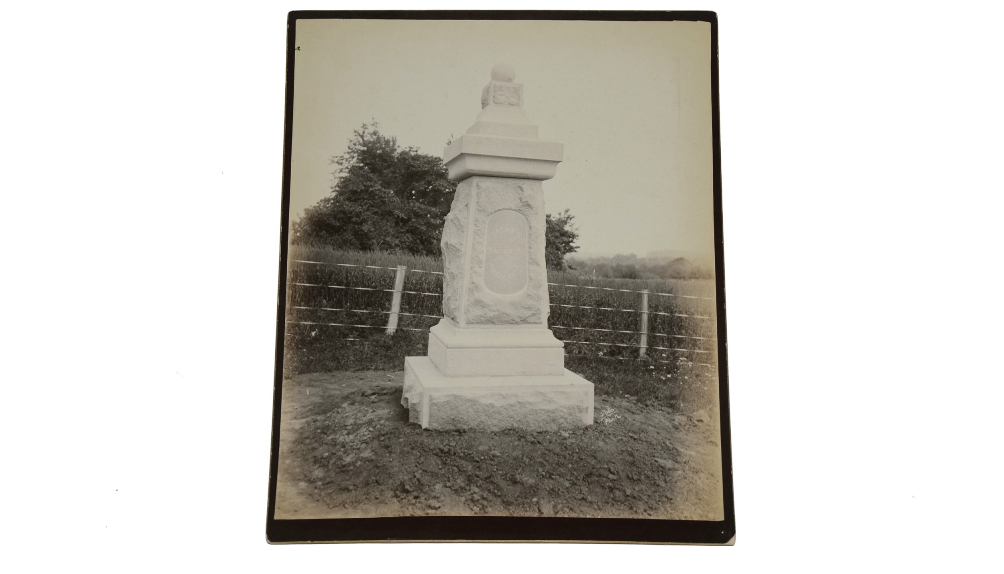 LARGE ALBUMEN PHOTO BY TIPTON OF MONUMENT AT GETTYSBURG - BROWN’S BATTERY B, 1ST RHODE ISLAND LIGHT ARTILLERY
