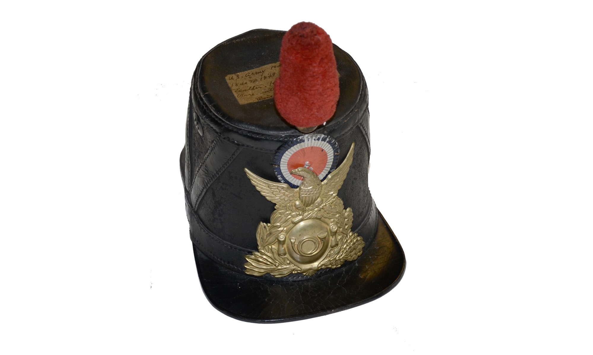 FEDERAL CHAUSSERS ALL-LEATHER FRENCH-STYLE SHAKO IN GOOD ORIGINAL CONDITION