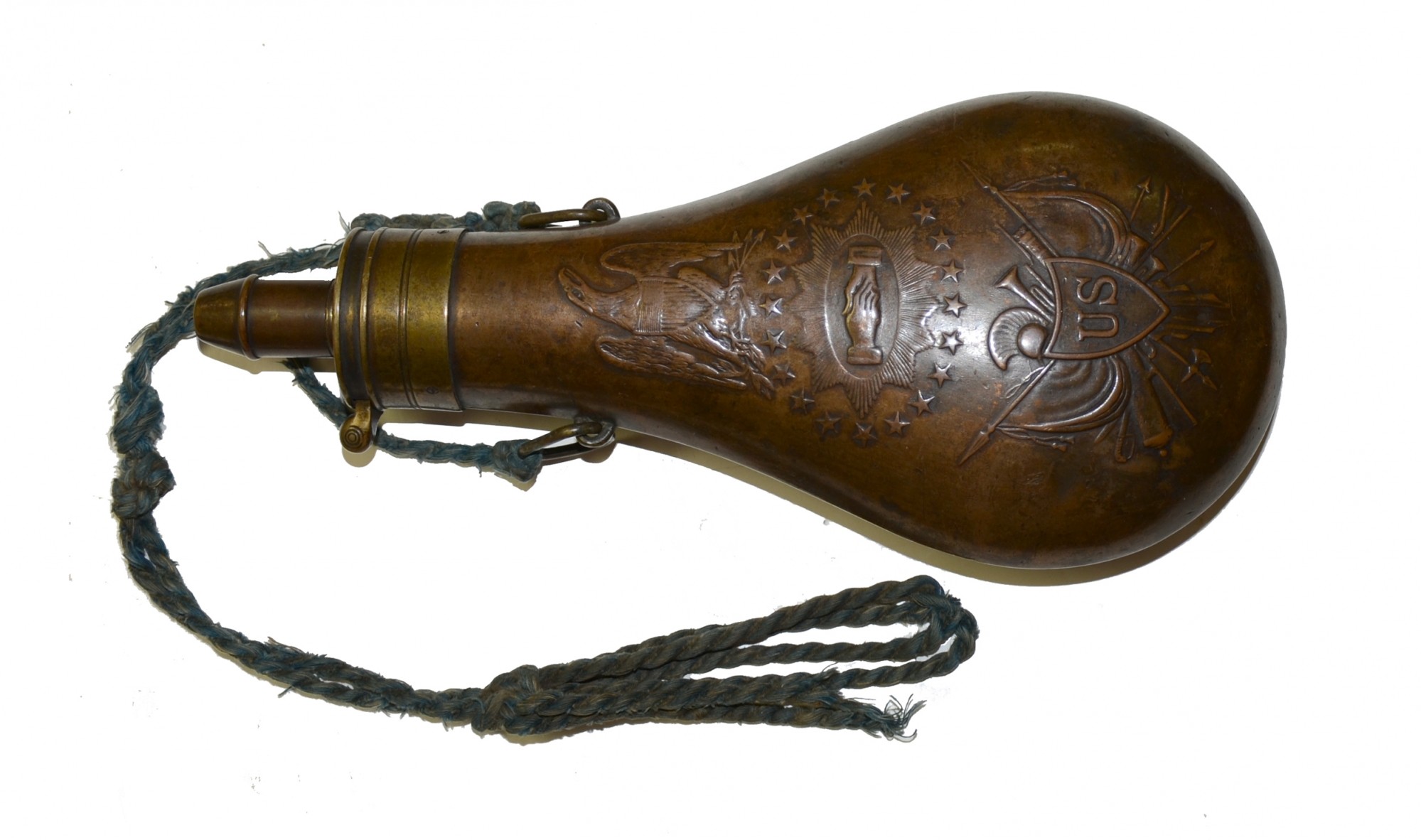 FINE, EARLY ‘BATTY’-MARKED CIVIL WAR ERA MARTIAL PEACE FLASK