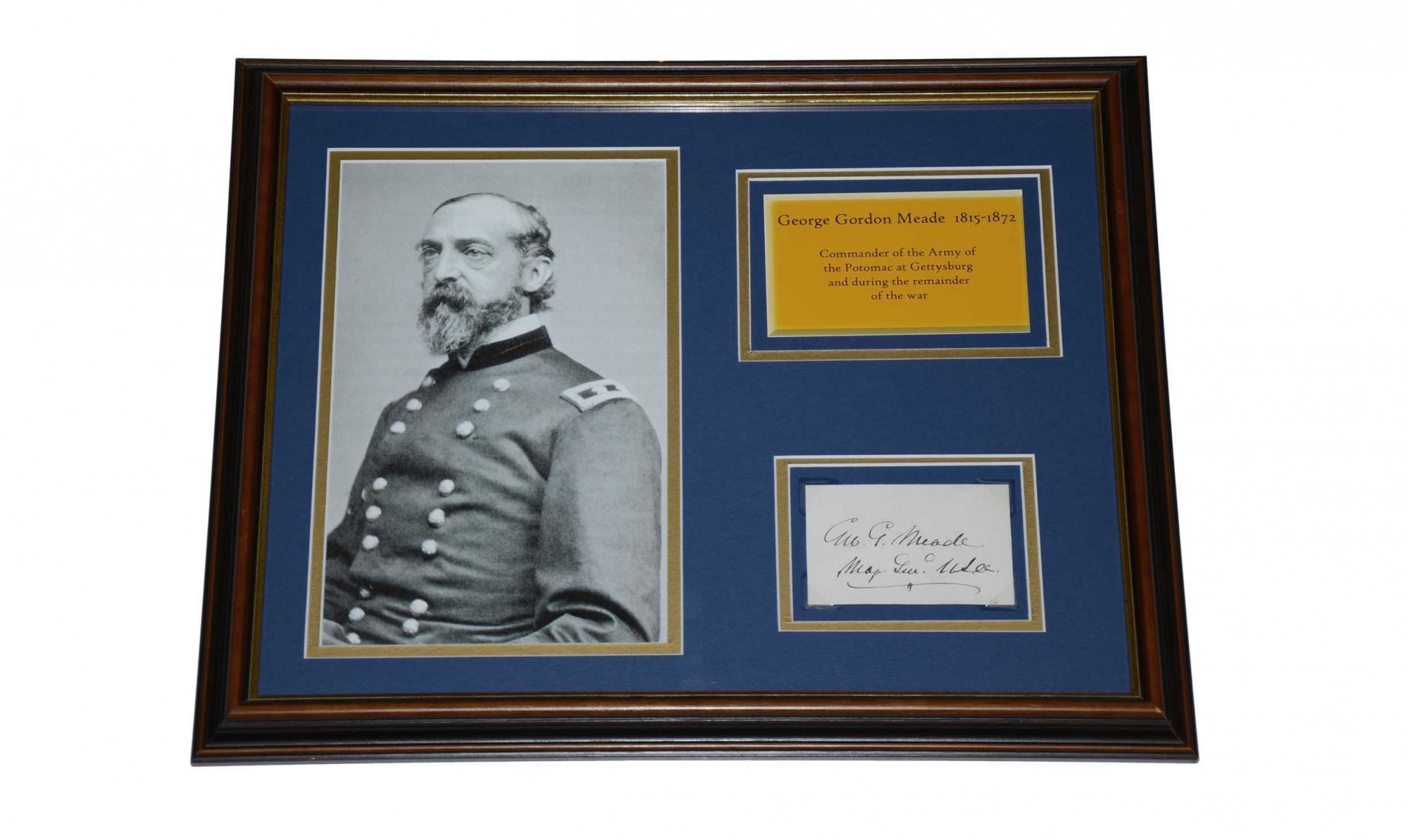 SIGNATURE CARD WITH RANK – MAJ. GEN. GEORGE GORDON MEADE