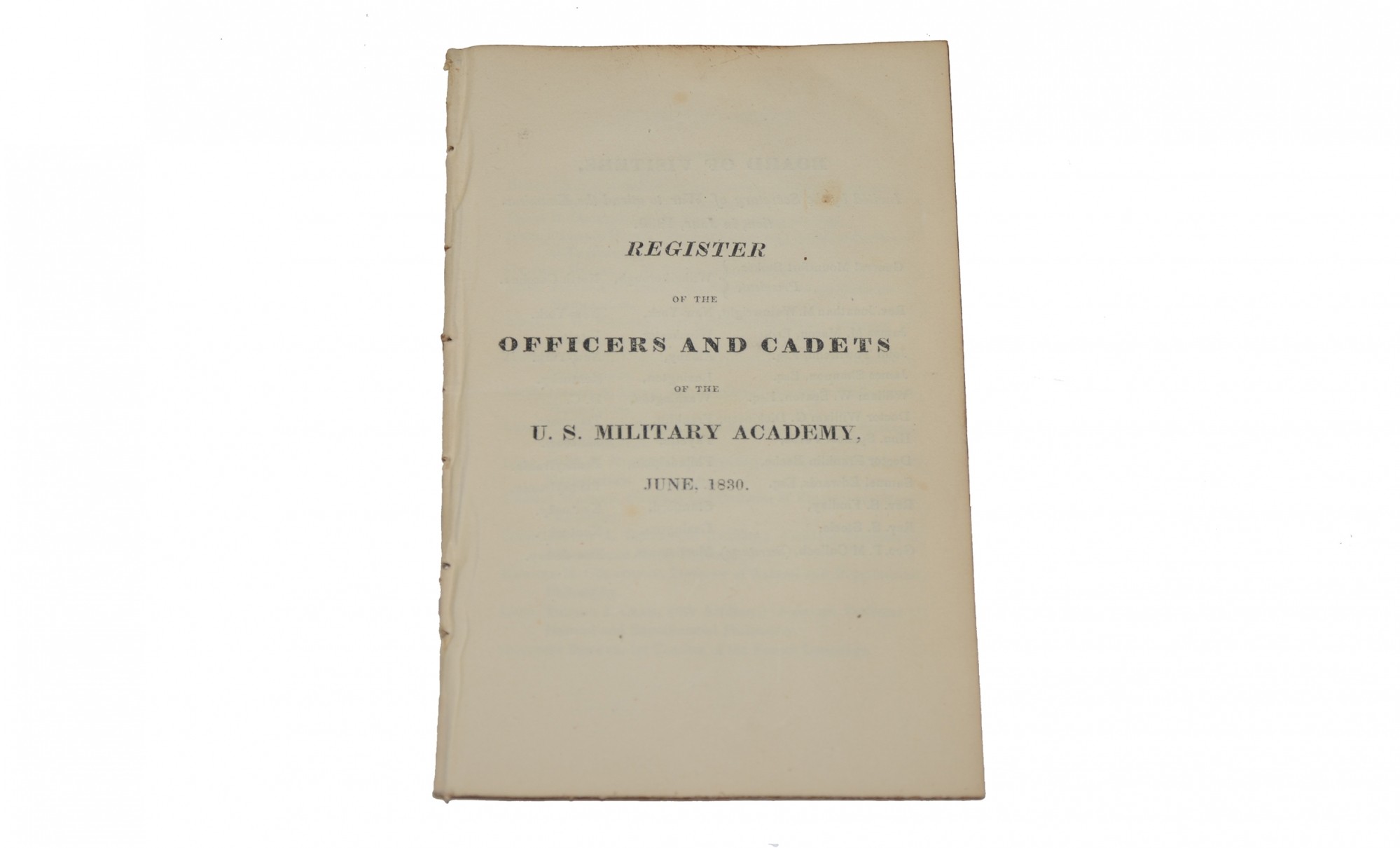 REGISTER OF THE OFFICERS AND CADETS OF THE U.S. MILITARY ACADEMY, JUNE, 1830