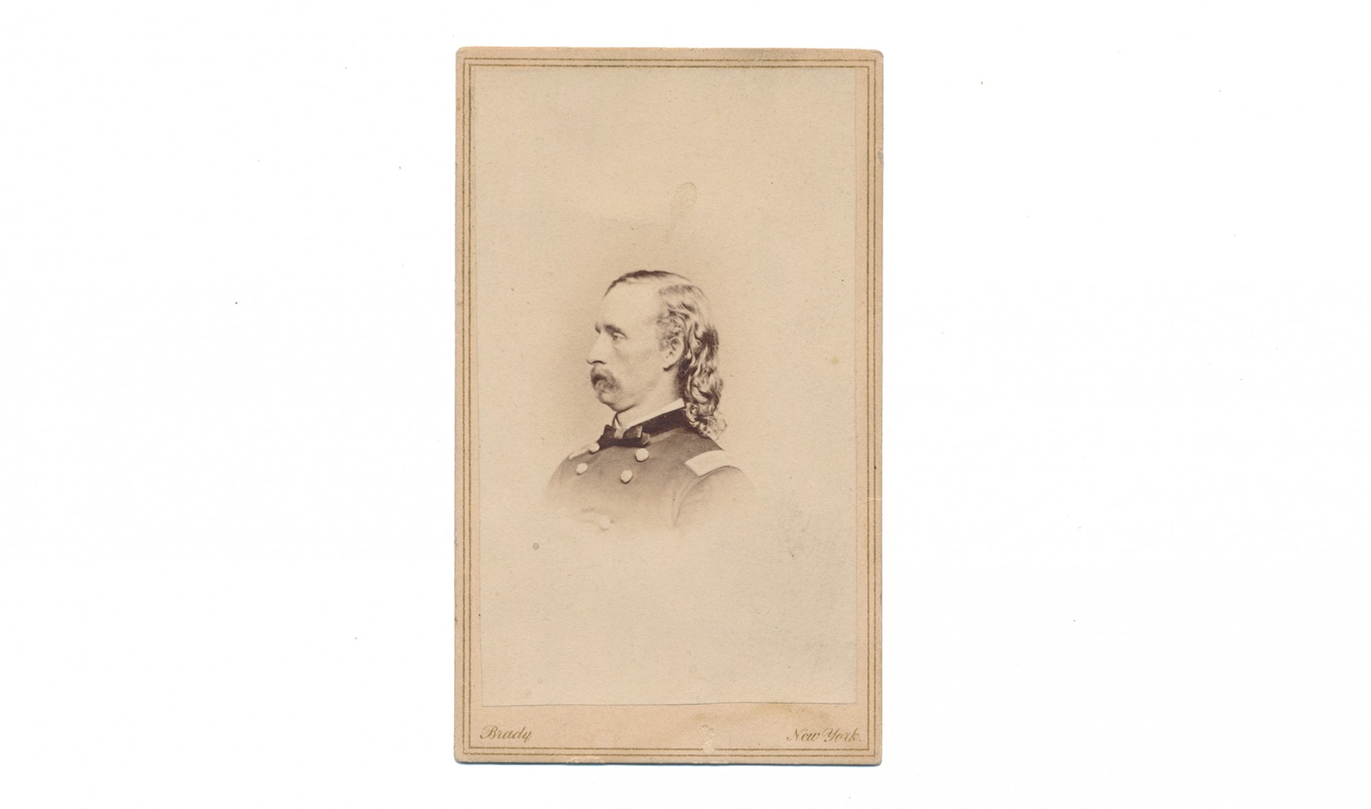 WARTIME BUST VIEW CDV OF GEORGE ARMSTRONG CUSTER BY BRADY WITH LIBBY CUSTER ASSOCIATION