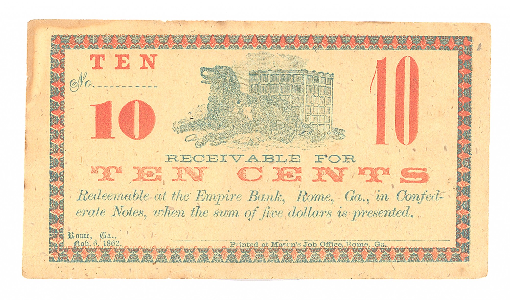 ROME, GEORGIA EMPIRE BANK 10 CENT NOTE