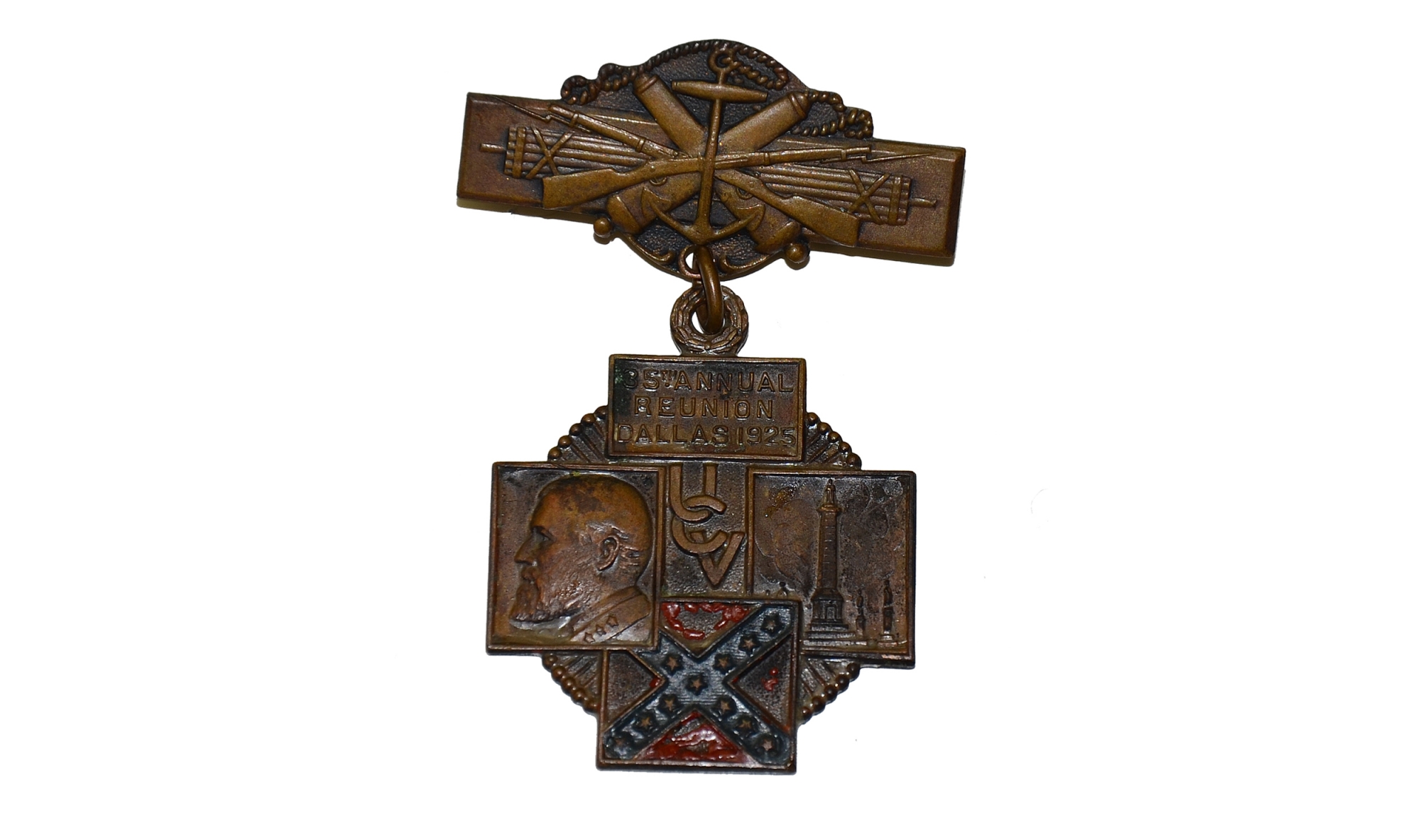 U.C.V. BADGE FROM THE REUNION AT DALLAS, TEXAS, 1925