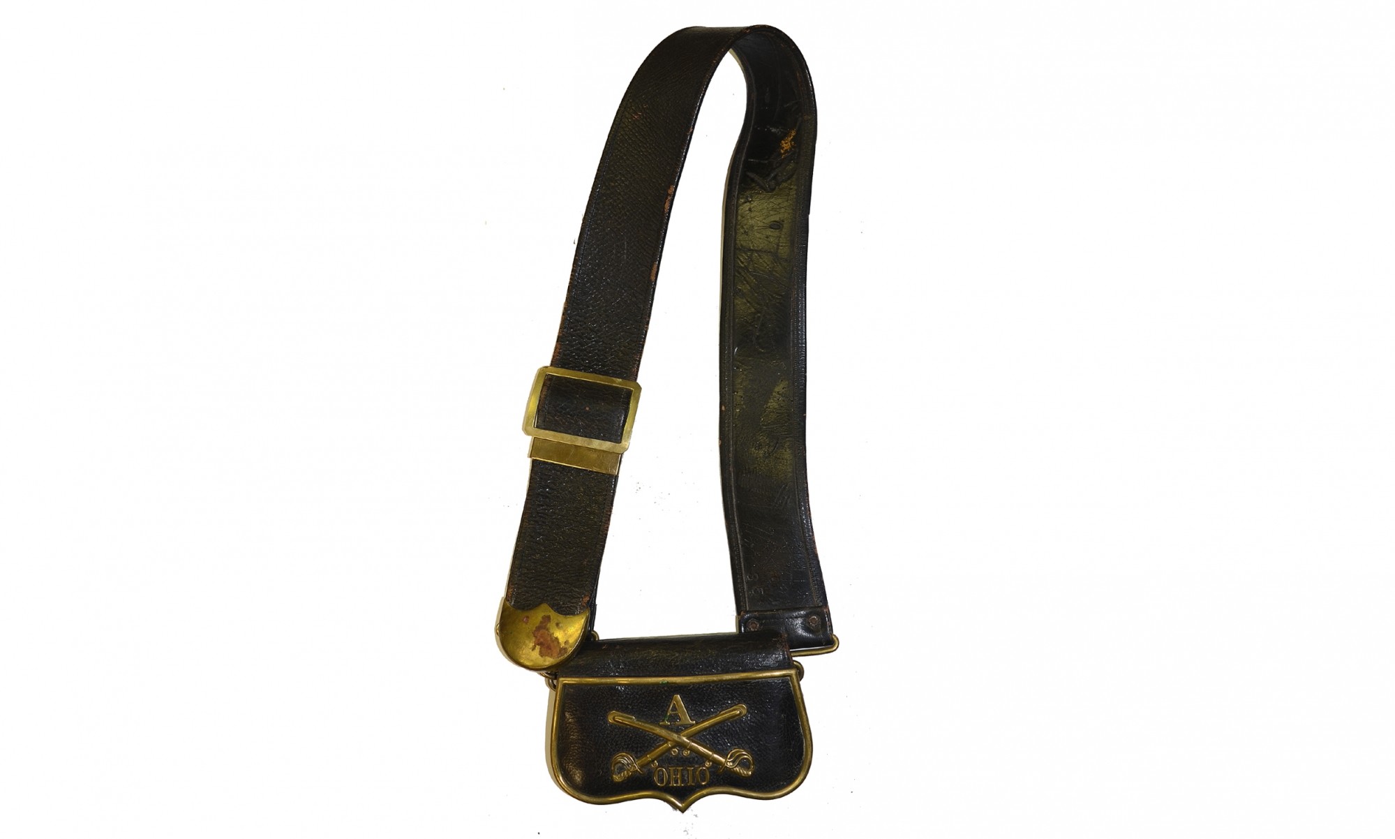 ORIGINAL, CIVIL WAR OFFICER’S OHIO-MARKED BALDRIC WITH AND ORNAMENTAL CARTRIDGE BOX 