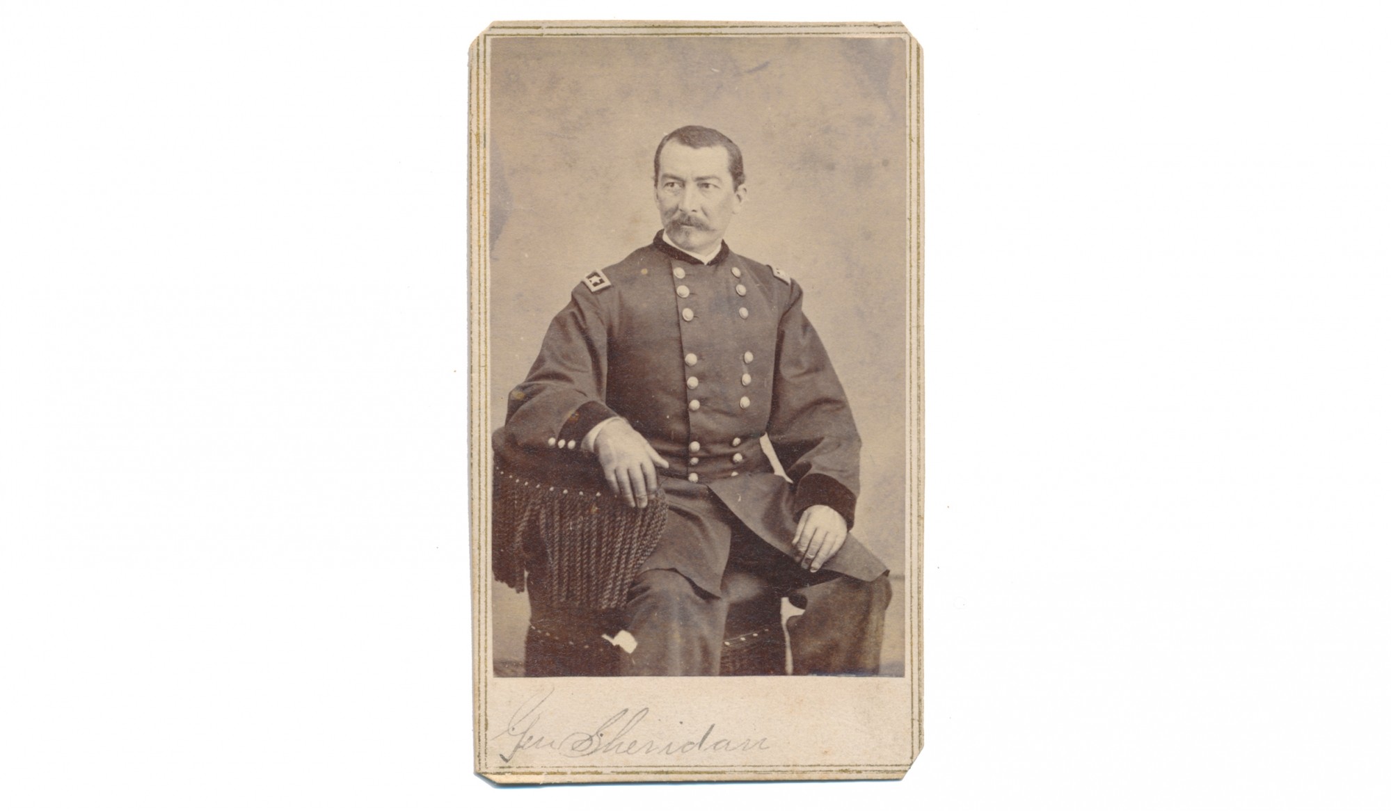 CDV THREE-QUARTER SEATED VIEW OF PHIL SHERIDAN