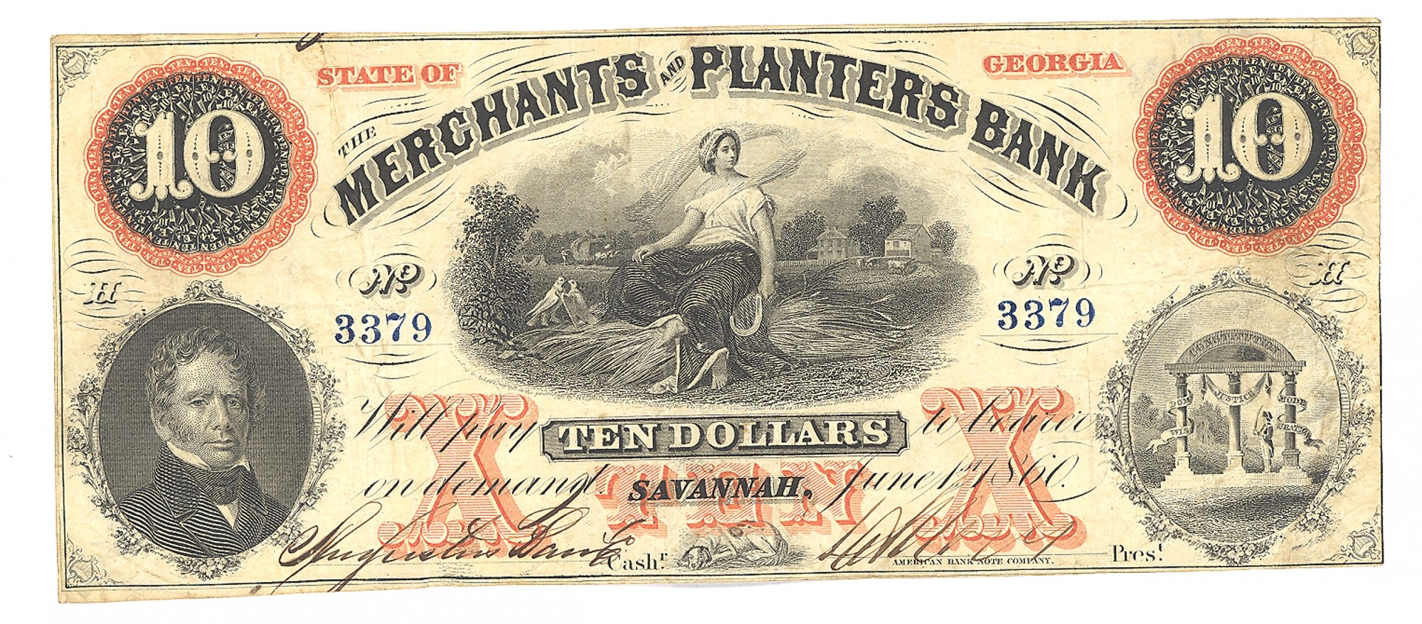 MERCHANTS AND PLANTERS BANK, SAVANNAH, 10 NOTE — Horse Soldier