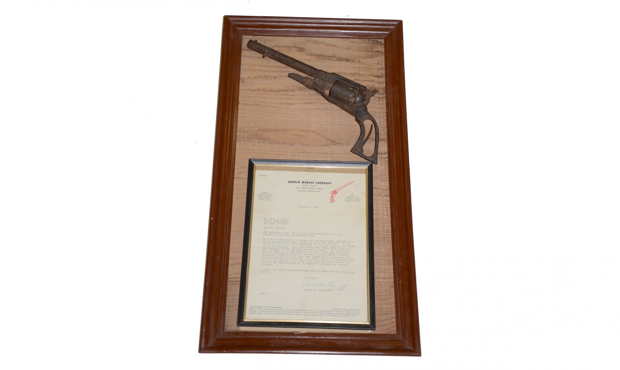 PARTIALLY LOADED RELIC REMINGTON REVOLVER WITH LETTER - RECOVERED AT GETTYSBURG