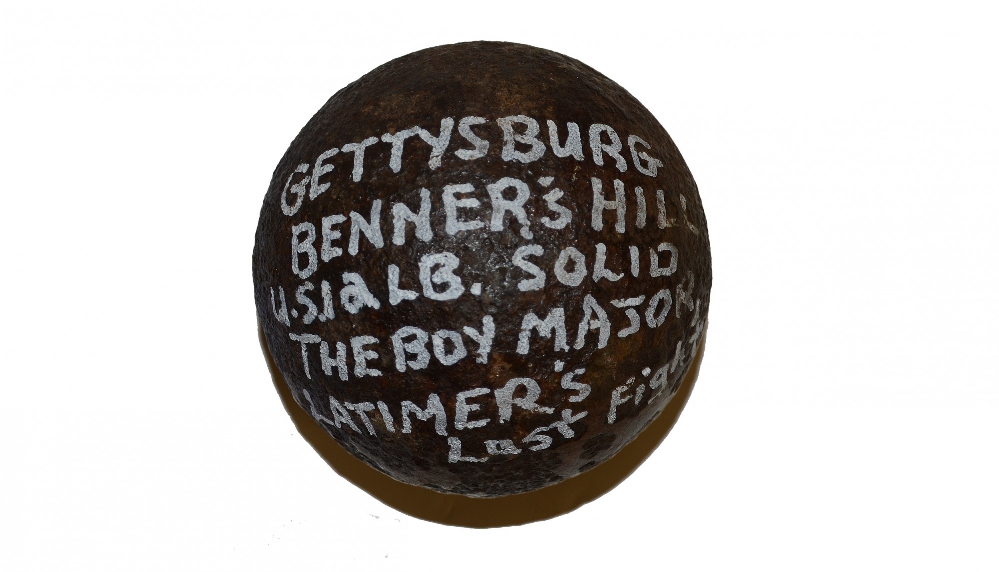 U.S. 4.52 INCH 12-POUND SPHERICAL SHELL FOUND ON BENNER’S HILL, GETTYSBURG – GEISELMAN COLLECTION