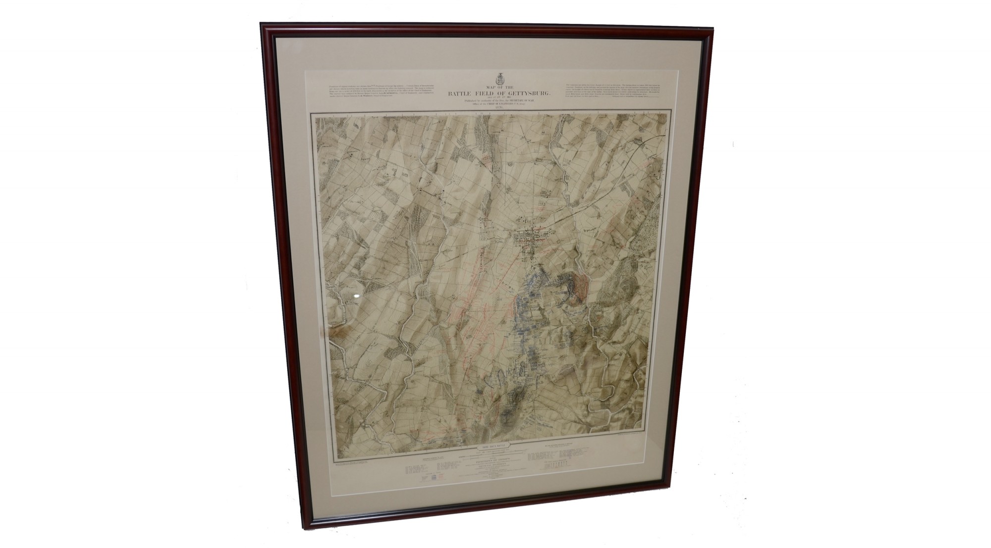 AN ORIGINAL BACHELDER BATTLEFIELD MAP OF GETTYSBURG FOR JULY 3, 1863