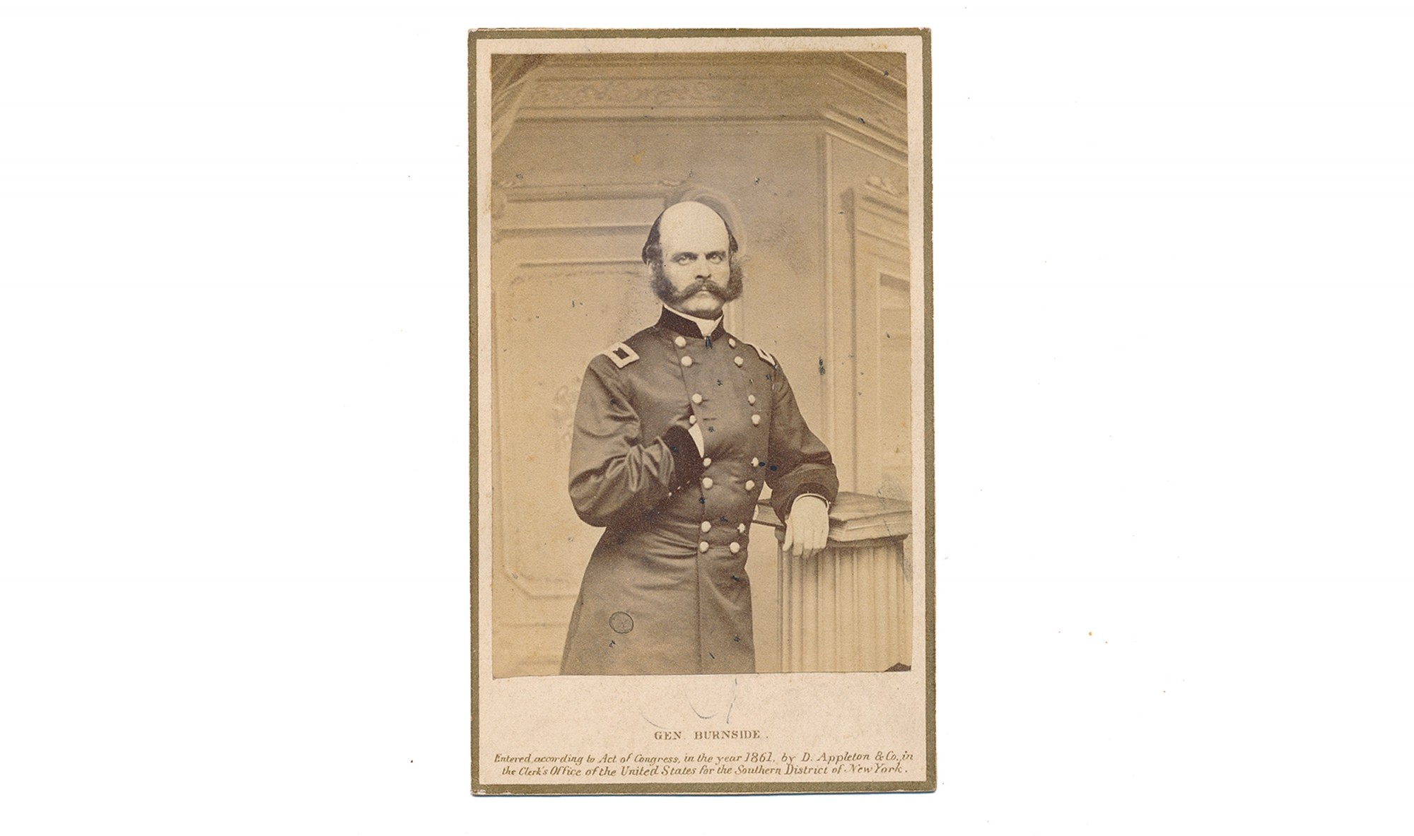 THREE-QUARTER STANDING VIEW OF THEN BRIAGADIER GENERAL AMBROSE BURNSIDE