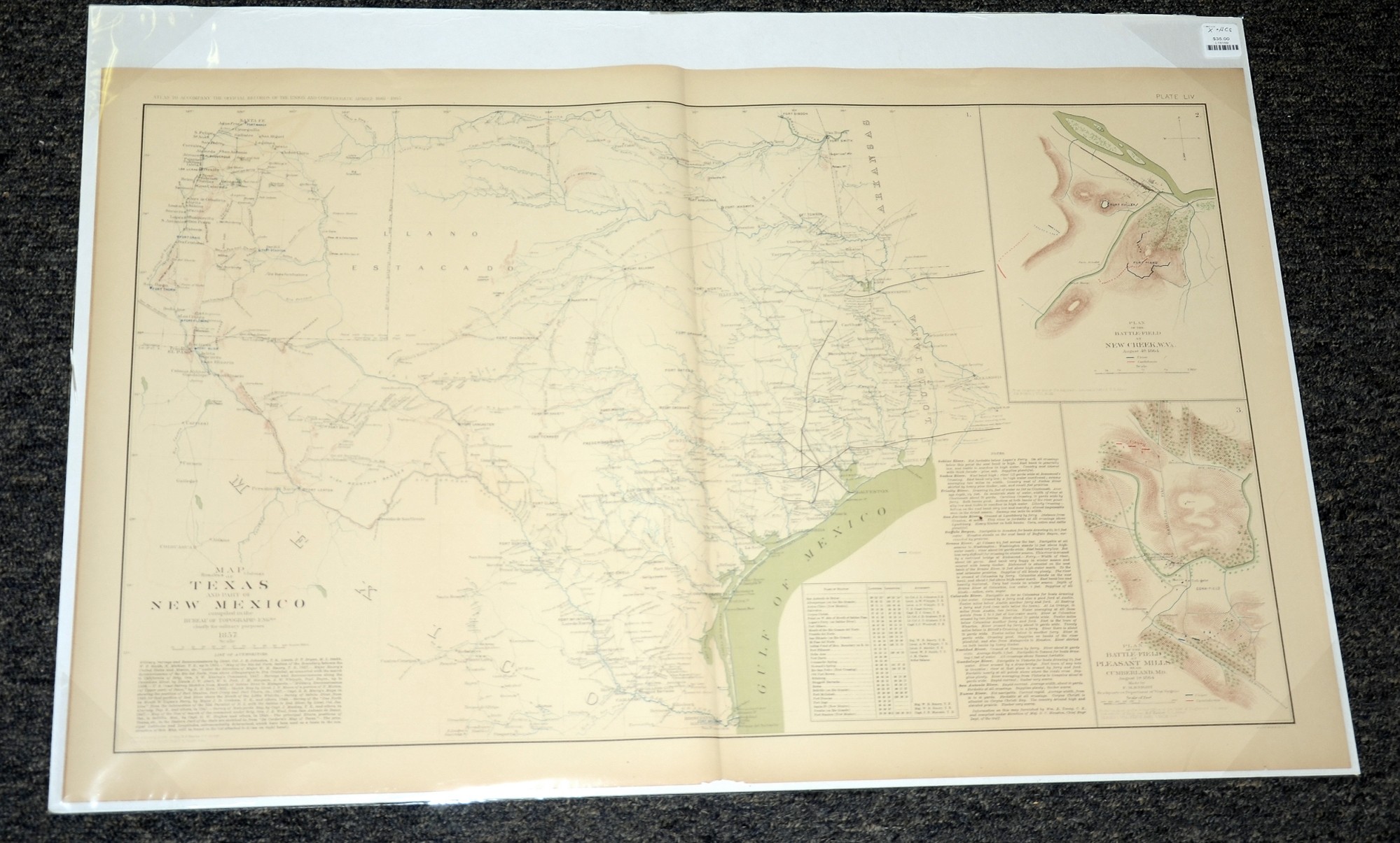 MAPS OF TEXAS AND NEW MEXICO AND THE BATTLEFIELDS AT NEW CREEK WEST VIRGINIA & PLEASANT MILLS