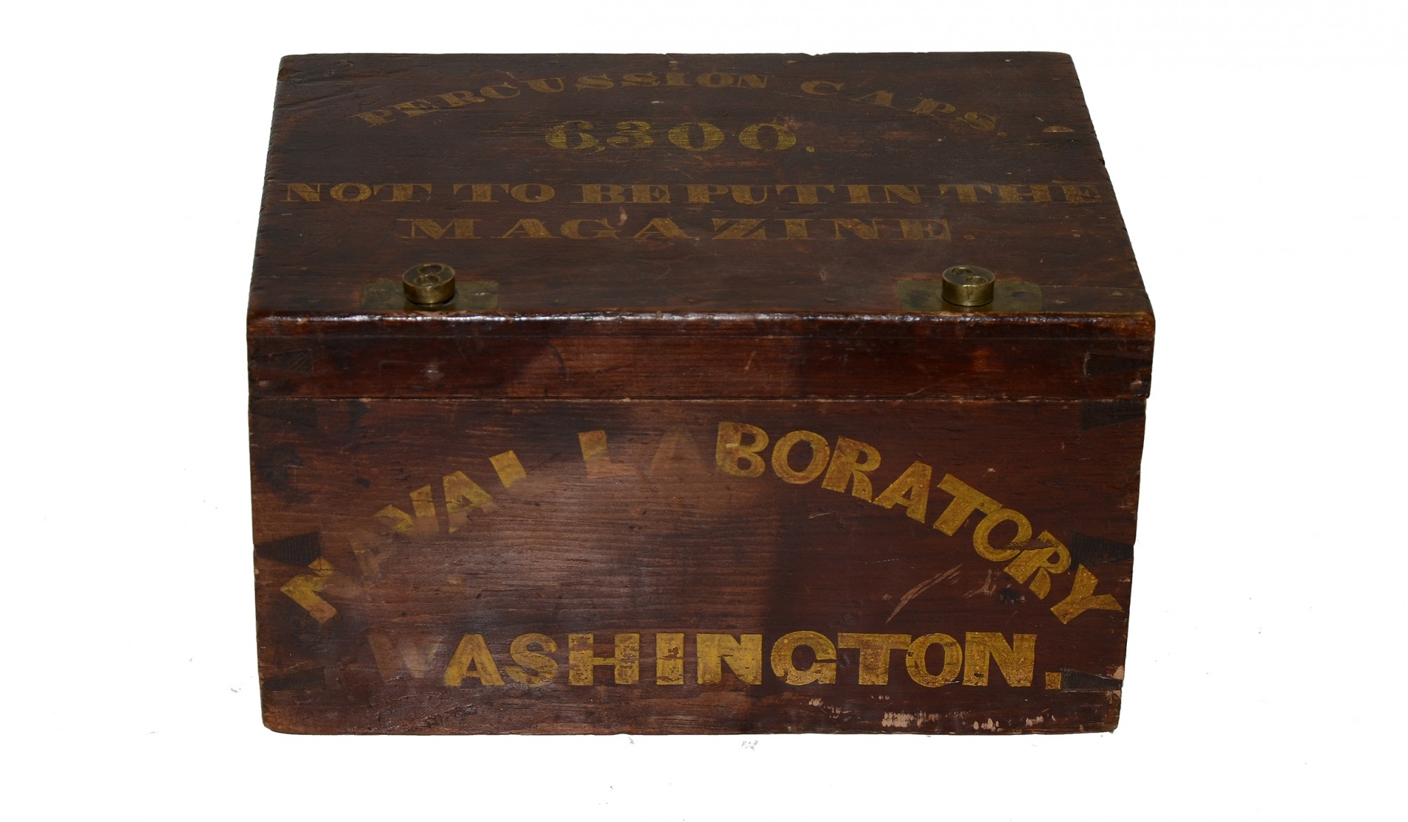 NAVAL LABORATORY CRATE FOR PERCUSSION CAPS WITH BRASS KEY