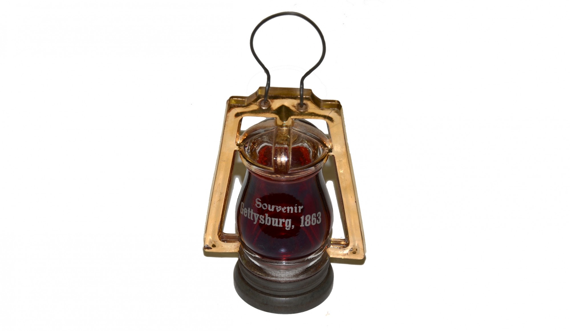 GETTYSBURG SOUVENIR RUBY RED GLASS LANTERN