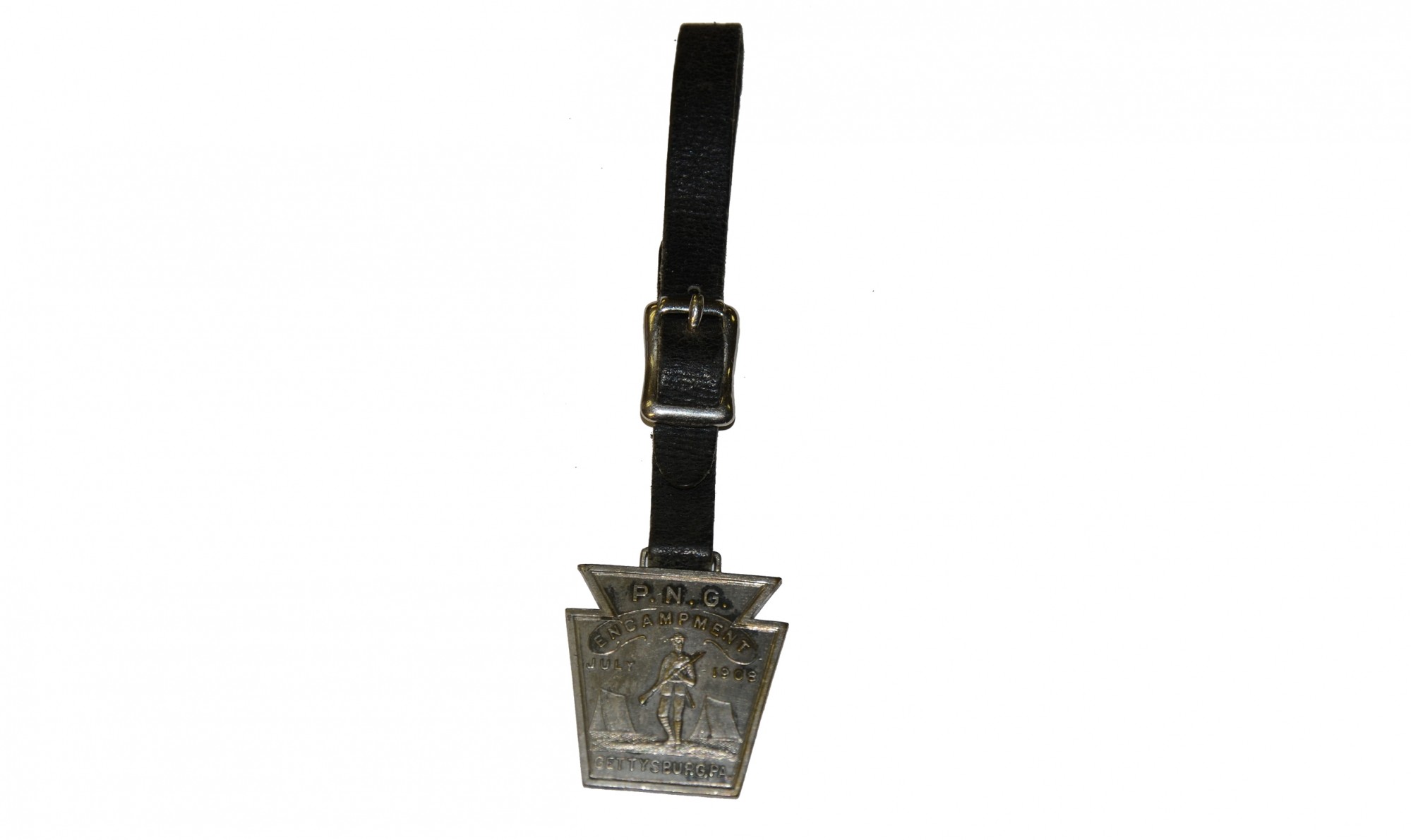 PENNSYLVANIA NATIONAL GUARD ENCAMPMENT WATCH FOB, JULY 1908