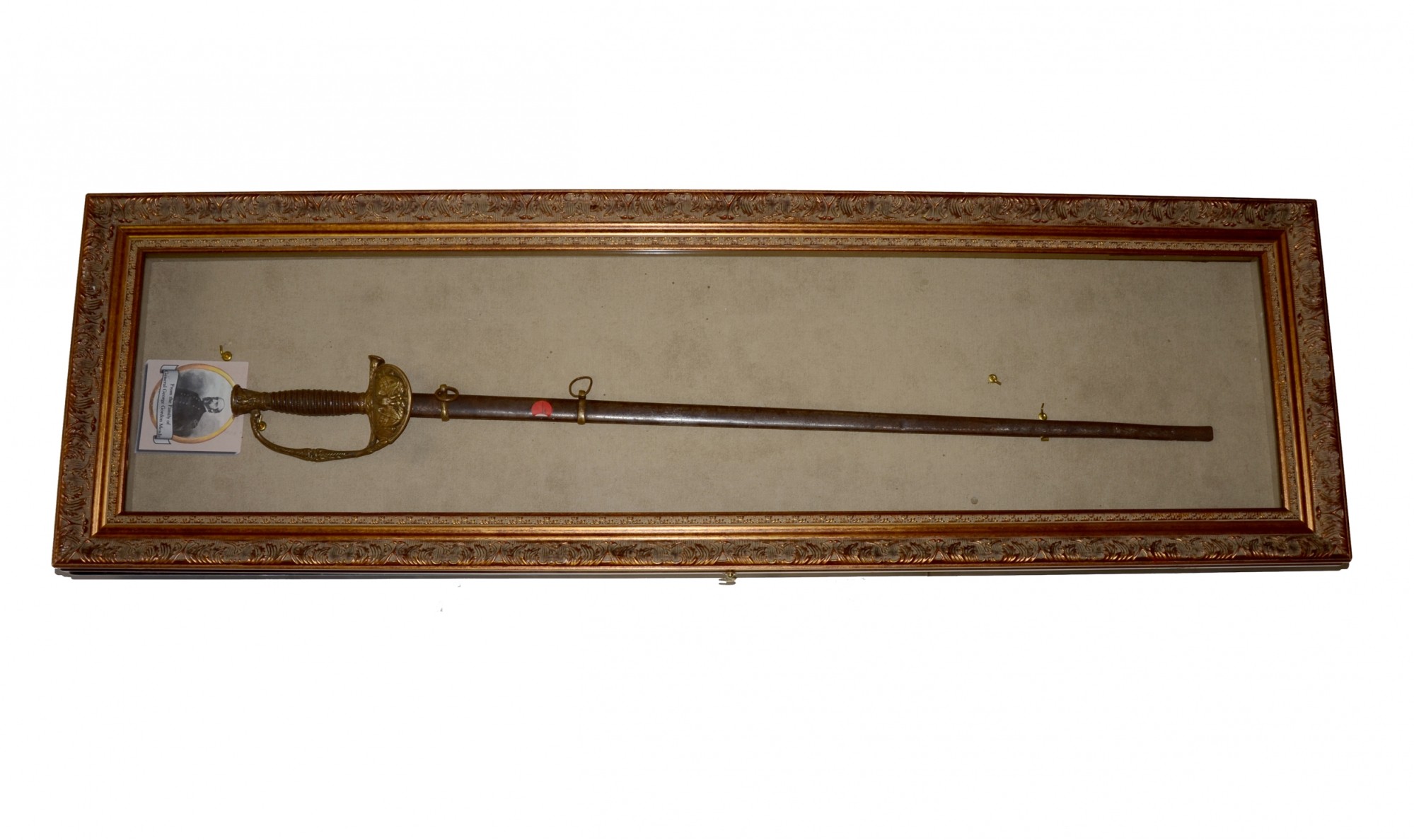 MOUNTED & FRAMED MODEL 1860 FIELD & STAFF OFFICER’S SWORD FROM THE ESTATE OF MAJOR GENERAL GEORGE GORDON MEADE